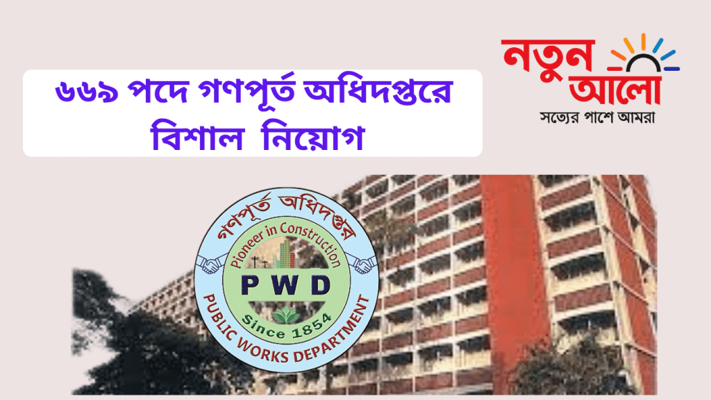 গণপূর্ত অধিদপ্তরে ৬৬৯ পদে নিয়োগ বিজ্ঞপ্তি প্রকাশ করেছে
